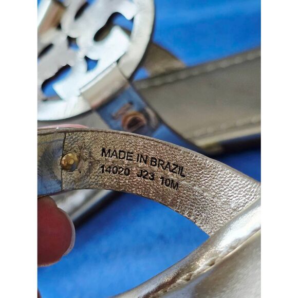 Tory Burch Sandals Miller Metallic Gold Leather Size 10 - Picture 6 of 7